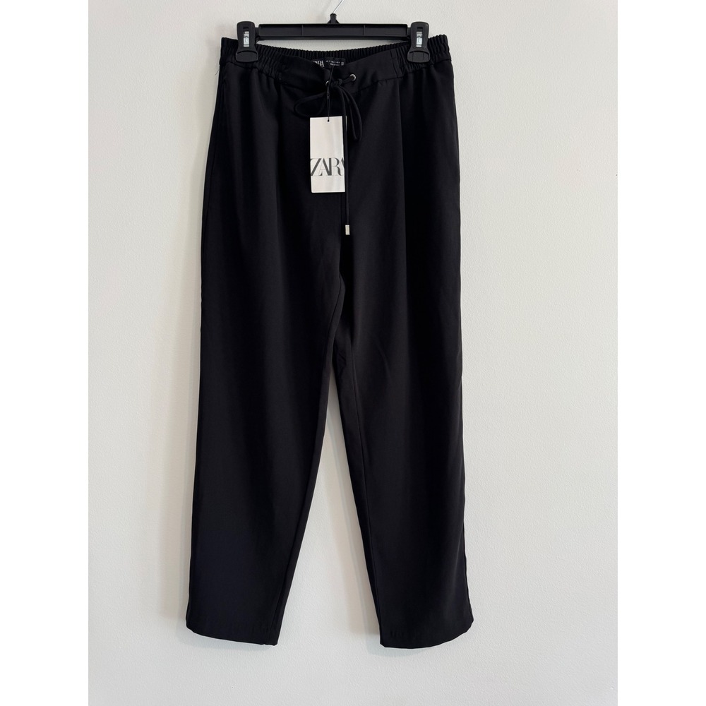 Zara Jogger Trousers Women Small Black‎ Elastic dress Minimalist capsule pants